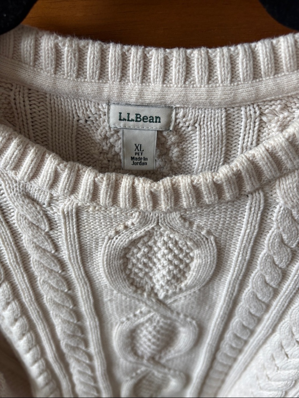 L.L. Bean Women’s Cream Cable Crewneck Sweater - Picture 2 of 6